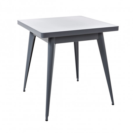 Table 55 Verni, Tolix gris lasure 70x70 cm