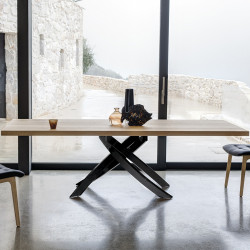 Table Sculptura en bois chene naturel 190/240/290x90 cm