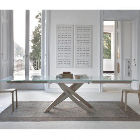 Table Sculptura en verre Extrawhite brillant 180x106 cm