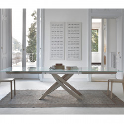 Table Sculptura en verre Extrawhite brillant 190/240/290x90 cm
