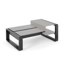 Kama Table modulable duo Aluminium Givré, Ego Paris Pierre givrée-Noir mat