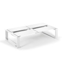 Kama Table modulable Quattro Aluminium Givré, Ego Paris Blanc givré-Blanc