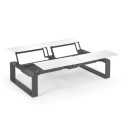 Kama Table modulable Quattro Aluminium Givré, Ego Paris Blanc givré-Acier