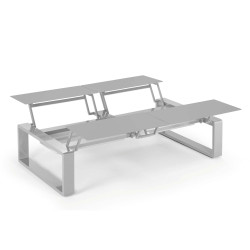 Kama Table modulable Quattro Aluminium Givré, Ego Paris Pierre givrée-Argent