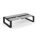 Kama Table modulable Quattro Aluminium Givré, Ego Paris Pierre givrée-Noir mat