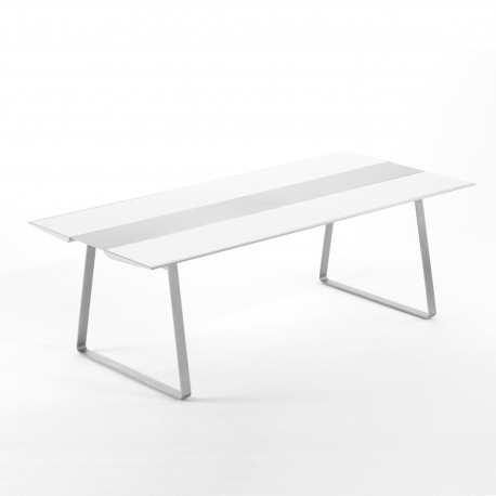 Table Extrados 240 Céramique blanc et Aluminium 242x110 cm