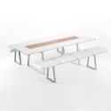 Table Extensible Extrados Medium Céramique blanc et Teck 182/242x110 cm