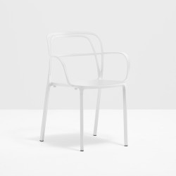 Lots de 2 Chaises aluminium avec accoudoirs Intrigo 3715, Pedrali, blanc