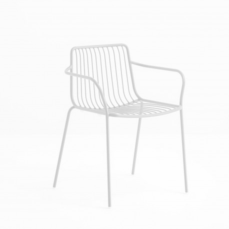 Lot de 2 chaises filaires avec accoudoirs, Nolita 3655, Pedrali, blanc