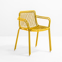 Lot de 2 chaises filaires avec accoudoirs, Nolita 3655, Pedrali, jaune