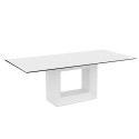 Table Vela, Vondom, pied blanc, plateau HPL blanc avec tranche noire 200x100xH72 cm