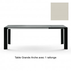 Table Grande Arche avec 1 rallonge, Fast gris poudré, Longueur 160/210 cm
