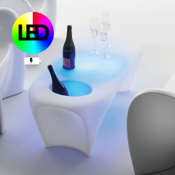 Table basse design Lily avec bac à glace, MyYour, Lumineuse LED RGBW