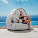 Lit de piscine design Ulm Daybed avec parasol, Vondom, coussin Silvertex gris argent, 180x40cm