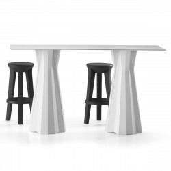 Table haute Frozen, plateau HPL blanc 120x60cm, Plust