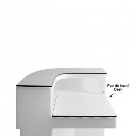 Plan de travail Cordiale Corner Desk, HPL blanc, pour module d'angle de bar Cordiale, Slide Design
