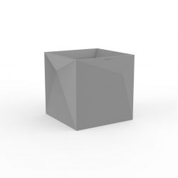 Pot Faz carré, design à facettes 40x40xH40 cm, Vondom gris argent