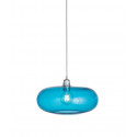 Luminaire suspension verre soufflé Horizon Bleu Piscine, diamètre 36 cm, Ebb & Flow, douille et câble argentés