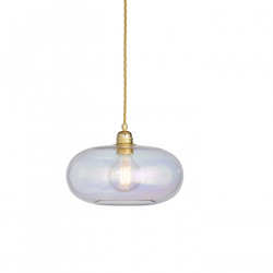 Suspension verre soufflé design Horizon Nacré Caméléon, diamètre 29 cm, Ebb & Flow, douille et câble dorés