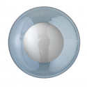 Plafonnier verre soufflé Horizon Bleu Topaze, diamètre 36 cm, Ebb & Flow, centre métal argenté
