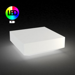 Table basse carrée Vela Chill, Lumineuse Leds RGBW alimentation batterie, Vondom blanc