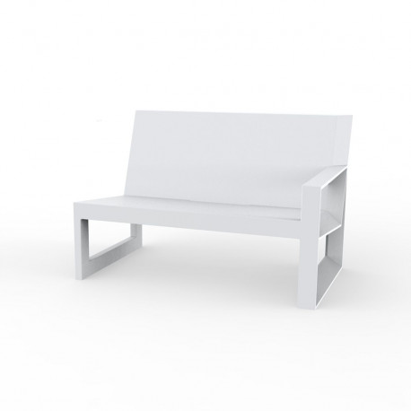 Module gauche pour salon de jardin design Frame, Vondom blanc avec coussins en tissu Silvertex