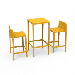 Set Spritz table et 2 tabourets, hauteur d\'assise 66cm, Vondom moutarde