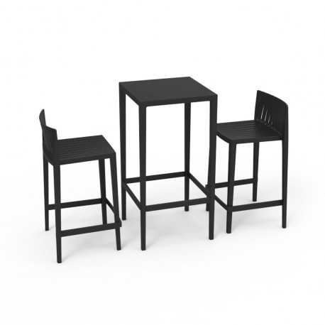 Set Spritz table et 2 tabourets, hauteur d'assise 76cm, Vondom noir