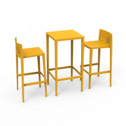 Set Spritz table et 2 tabourets, hauteur d'assise 76cm, Vondom moutarde