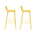 Lot de 2 Tabourets de bar filaires Nolita 3658, Pedrali jaune, hauteur d'assise 75 cm