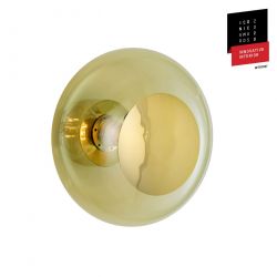 Applique plafonnier verre soufflé Horizon Vert olive, diamètre 29 cm, Ebb & Flow, centre métal doré