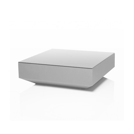Table basse design carrée Vela, 100x100xH30 cm, Vondom, blanc laqué brillant