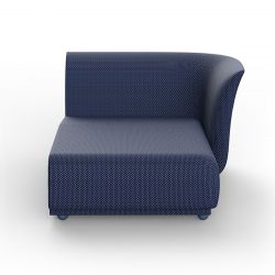 Salon d’été Suave, module chaise longue gauche, Vondom, tissu déperlant bleu Outre-Mer 1002
