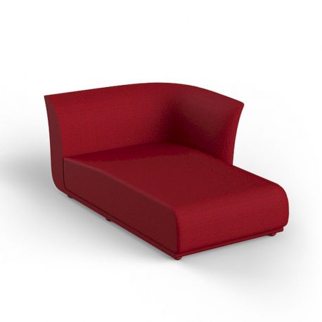 Salon d’été Suave, module chaise longue gauche, Vondom, tissu déperlant rouge Grenade 1046