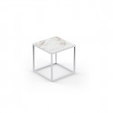 Table basse carrée contemporaine Suave 40x40xH40cm, Vondom, Dekton Entzo blanc et pieds blancs