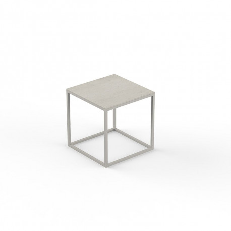 Table basse carrée contemporaine Suave 40x40xH40cm, Vondom, Dekton Danae écru et pieds écru