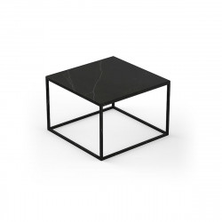 Table basse carrée design Suave 60x60xH40cm, Vondom, Dekton Kelya noir et pieds noirs