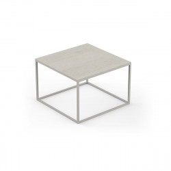 Table basse carrée design Suave 60x60xH40cm, Vondom, Dekton Danae écru et pieds écru