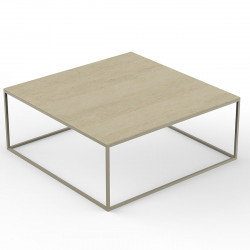 Table basse design carrée Suave 100x100xH40cm, Vondom, Dekton Danae écru et pieds écru