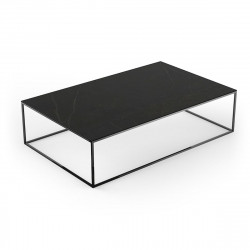 Table basse contemporaine rectangulaire Suave 160x100xH40cm, Vondom, Dekton Kelya noir et pieds noirs