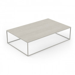 Table basse design rectangulaire Pixel 160x100xH25cm, Vondom, Dekton Danae écru et pieds écru