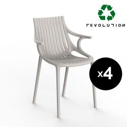 Lot de 4 Chaises Ibiza Revolution® en plastique recyclé avec accoudoirs, Vondom beige Cala 4021