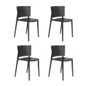 Set de 4 chaises Africa Revolution® en plastique recyclé, Vondom noir Manta 4022