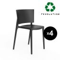 Set de 4 chaises Africa Revolution® en plastique recyclé, Vondom noir Manta 4022