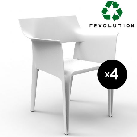 Lot de 4 chaises Pedrera Revolution® en plastique recyclé, Vondom blanc Milos 4023