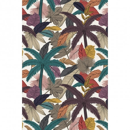 Tapis vinyle palmiers et feuilles rectangulaire, 139x198cm, collection Tropicalisme, Pôdevache