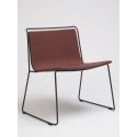 Chaise minimaliste Alo XL, structure acier noir et tissu skye rouge et noir, Ondarreta