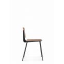 Chaise vintage Don, structure acier noir et assise effet bois, Ondarreta