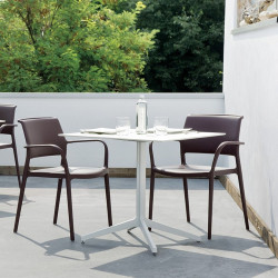 Table carré outdoor Ypsilon, plateau laminé blanc, Pedrali, H74xL89xl89