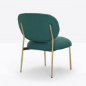 Petit fauteuil design confortable, Blume 2951, Pedrali, tissu Jaali Kvadrat, bleu, structure laiton, 63x63xH76,5 cm